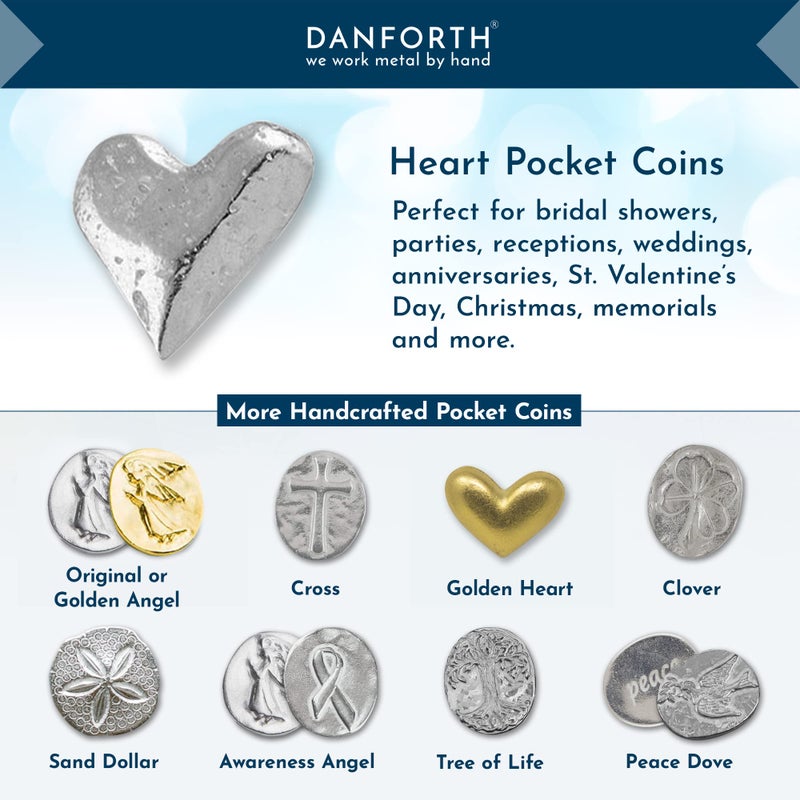 DANFORTH - Vilmain Original Heart Pocket Charms/Coins, Pewter, Made in USA, Gift Bag (Pack of 10) - Image 4